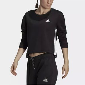 adidas Primegreen Essentials Comfort Fleece Loose Cropped 3-Stripes SweatshirtXL